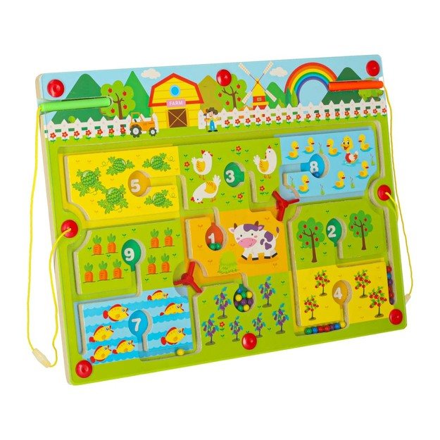 Magnetinis labirintas medinis stalo žaidimas keliaujančiam ūkiui 2 žaidėjams