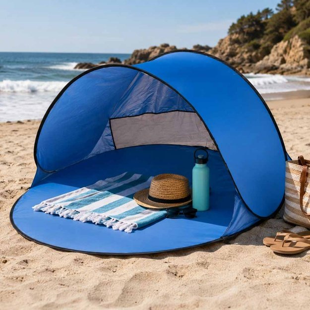 Paplūdimio palapinė didelė savaime sulankstoma automatinė paplūdimio sodo užsklanda XL 146x146cm + dangtis
