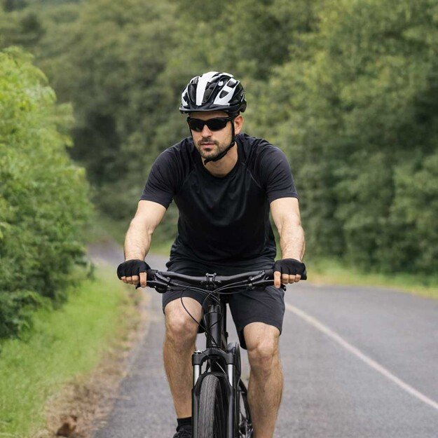 RALLEX moteri&scaron;kas dviratininko &scaron;almas vyri&scaron;kas reguliuojamas juodai baltas M 54-58cm