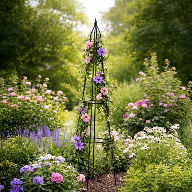 LUARO sodo pavėsinė gėlių stovas laipiojančioms rožėms metalinė piramidė