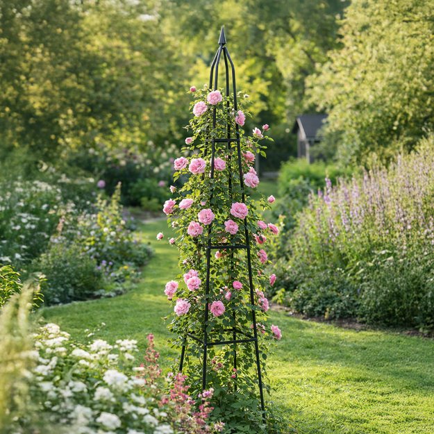 LUARO sodo pavėsinė gėlių stovas laipiojančioms rožėms metalinė piramidė