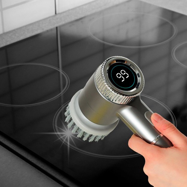 Elektrinis valymo &scaron;epetys 5in1 vonios kambario grindų skiediniui baseinas LED