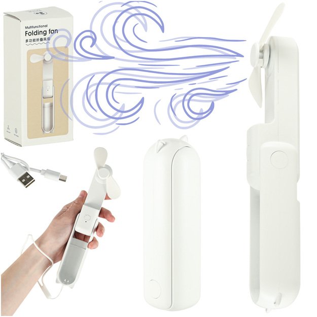 Stalinis ventiliatorius mini rankinis sulankstomas ventiliatorius ne&scaron;iojamas USB baltas