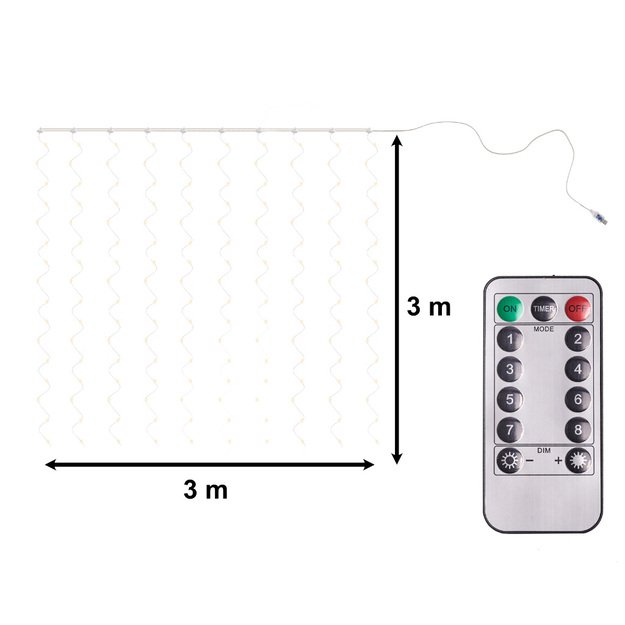 LED užuolaidų žibintai 3x3 m 300LED šiltai balta