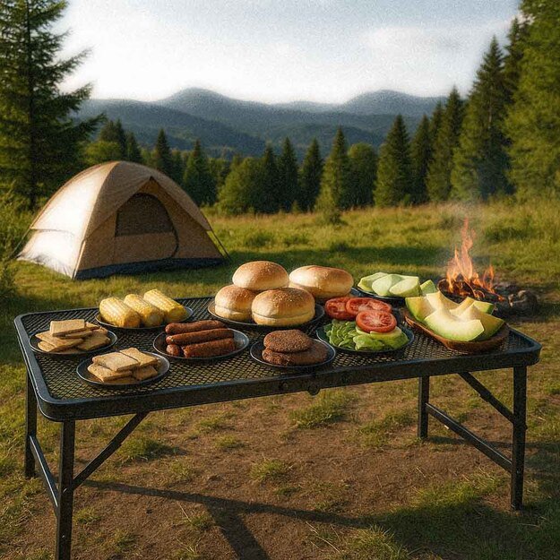 LUARO turistinis stalas kempingo maitinimo sulankstomas stalas 80 x 40 x 66 x 37 cm