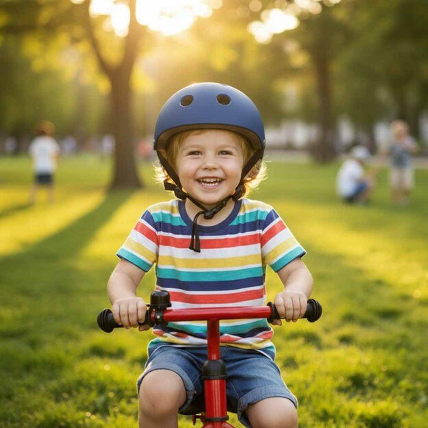Trike Fix vaiki&scaron;kas dviratininko &scaron;almas reguliuojamas LED M 55-58cm tamsiai mėlynas
