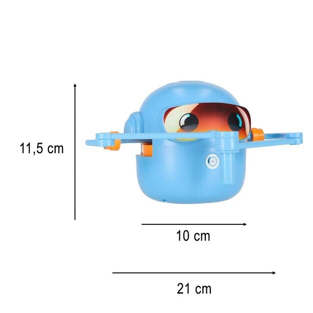 Interaktyvus mokomasis robotas-žaislas, mokantis pie&scaron;ti flomasteriais mėlynos spalvos
