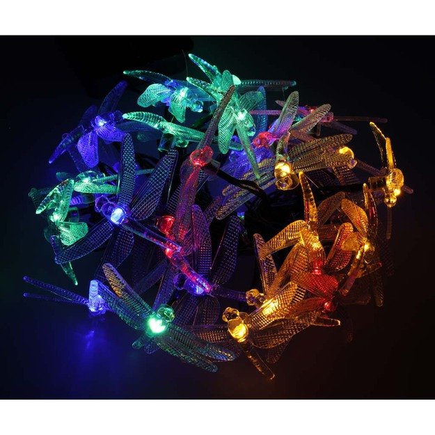 Saulės Dragonfly sodo žibintai 6,5 m 30LED multicolour