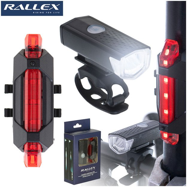 LED dviračių žibintų galinis-priekinis komplektas USB