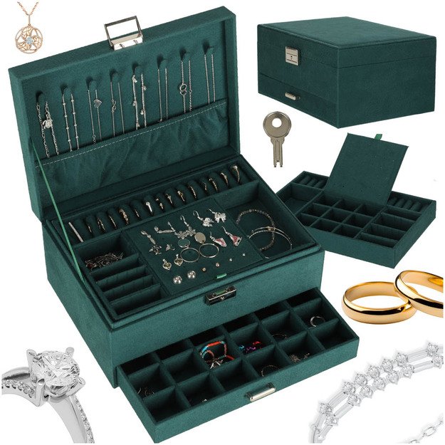 Juvelyrinių dirbinių dėžutės organizatorius žalias