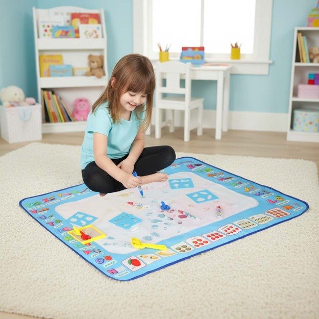 Vandens dažymo kilimėlis Vandens dažymo markeriai trafaretai trafaretinis volelis 100x80cm abėcėlė