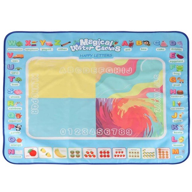 Vandens dažymo kilimėlis Vandens dažymo markeriai trafaretai trafaretinis volelis 100x80cm abėcėlė