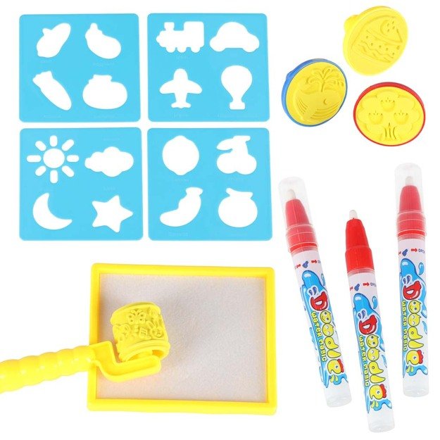 Vandens dažymo kilimėlis Vandens dažymo markeriai trafaretai trafaretinis volelis 100x80cm abėcėlė