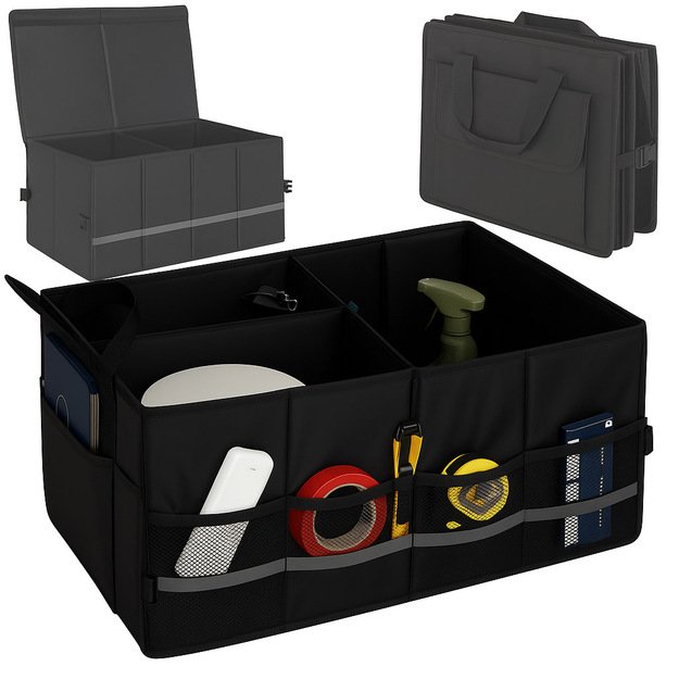 Automobilio bagažinės organizatoriaus krep&scaron;ys su at&scaron;vaitais 60X35X30