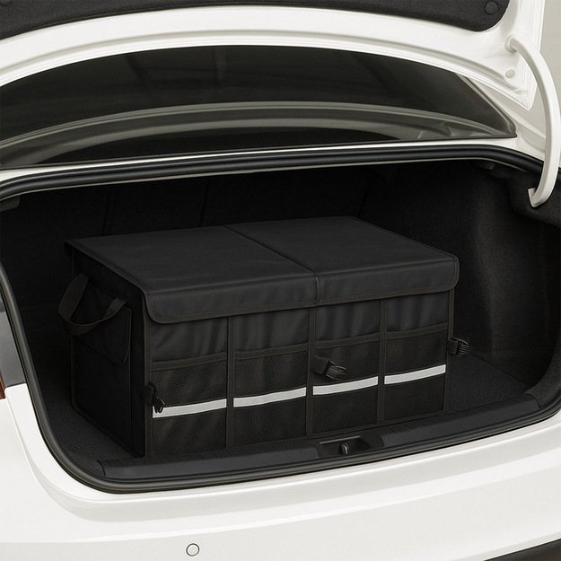 Automobilio bagažinės organizatoriaus krep&scaron;ys su at&scaron;vaitais 60X35X30