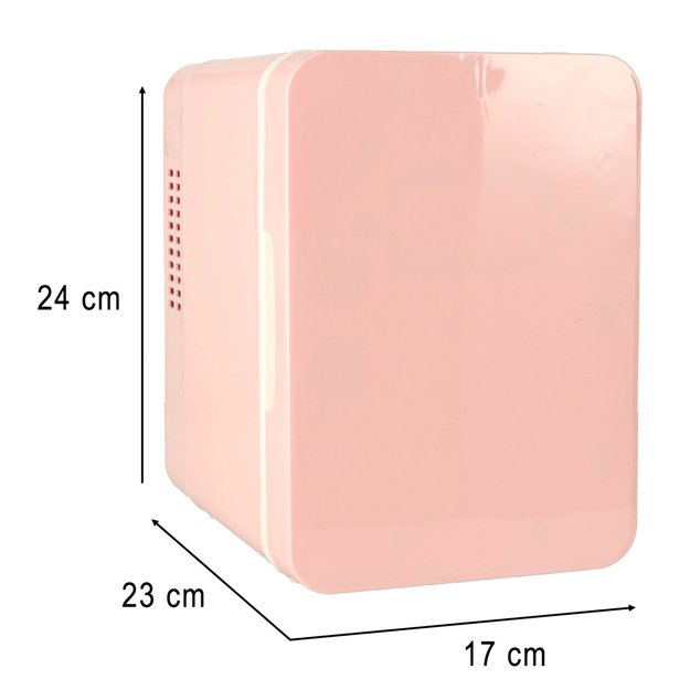 Kelionės elektrinis automobilinis mini &scaron;aldytuvas maistui, kosmetikai, &scaron;ildymui, &scaron;aldymui 2in1 4L rožinės spalvos