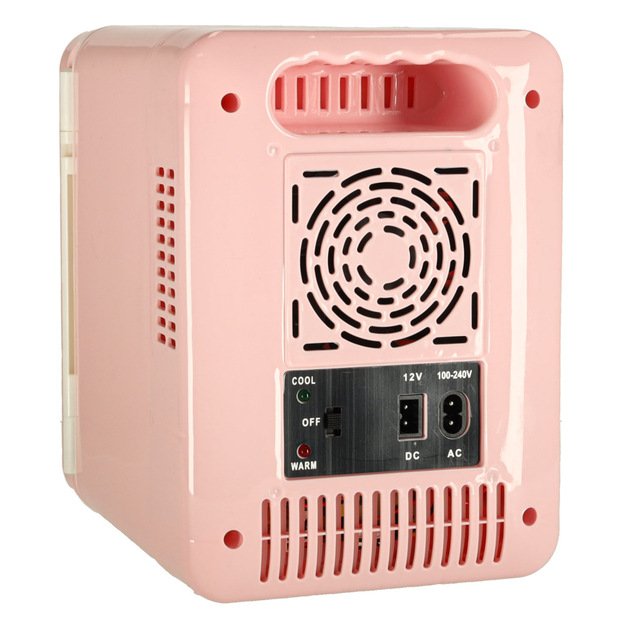 Kelionės elektrinis automobilinis mini &scaron;aldytuvas maistui, kosmetikai, &scaron;ildymui, &scaron;aldymui 2in1 4L rožinės spalvos