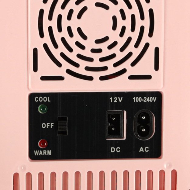 Kelionės elektrinis automobilinis mini &scaron;aldytuvas maistui, kosmetikai, &scaron;ildymui, &scaron;aldymui 2in1 4L rožinės spalvos