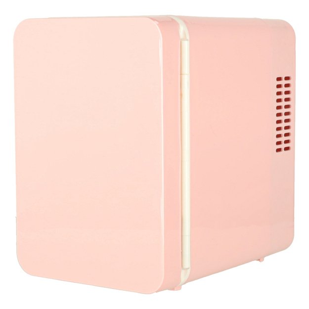 Kelionės elektrinis automobilinis mini &scaron;aldytuvas maistui, kosmetikai, &scaron;ildymui, &scaron;aldymui 2in1 4L rožinės spalvos