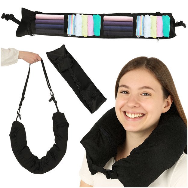 Kelioninė pagalvėlė kelionių raginis galvos atlo&scaron;as kaklo atramos laikymo skyrius, skirtas užpildyti juodai