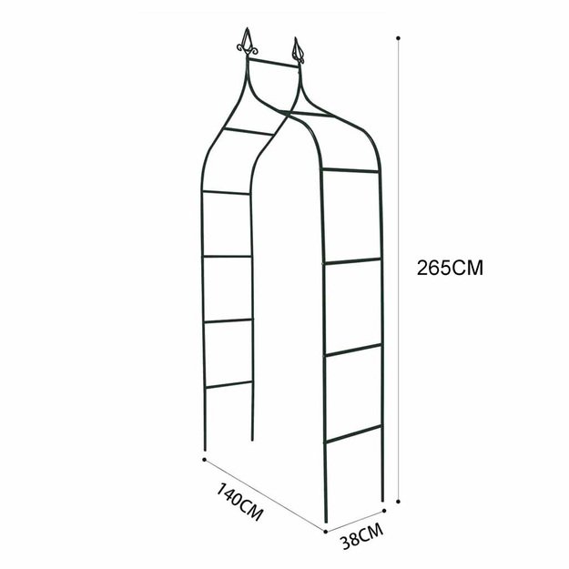 LUARO sodo pavėsinė metalinė arka su grotomis rožėms, gėlėms, vijokliniams augalams 265 cm