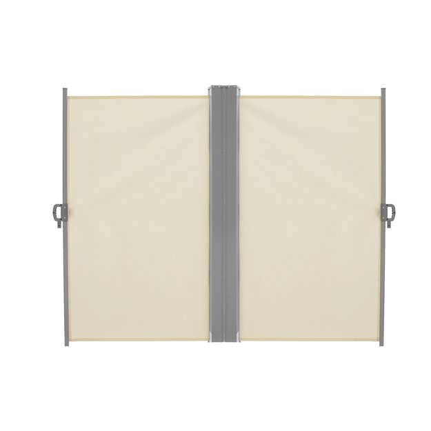 LUARO kampinė &scaron;oninė terasos markizė su i&scaron;traukiamu ekranu 180 x 620 cm, smėlio spalvos