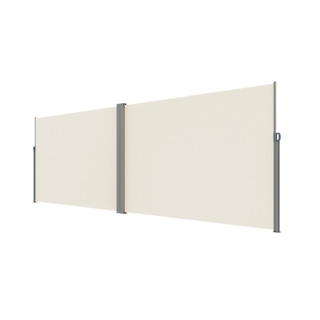 LUARO kampinė &scaron;oninė terasos markizė su i&scaron;traukiamu ekranu 180 x 620 cm, smėlio spalvos