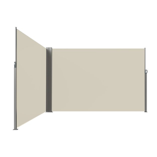 LUARO kampinė &scaron;oninė terasos markizė su i&scaron;traukiamu ekranu 180 x 620 cm, smėlio spalvos