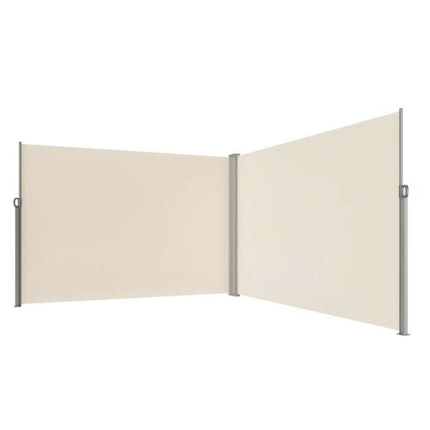 LUARO kampinė &scaron;oninė terasos markizė su i&scaron;traukiamu ekranu 180 x 620 cm, smėlio spalvos