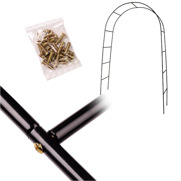Sodo pavėsinės arkos laikiklis rožėms, gėlėms, gebenėms, vijokliniams augalams, metalas 240 x 140 cm