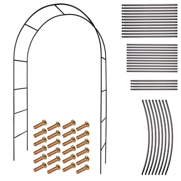 Sodo pavėsinės arkos laikiklis rožėms, gėlėms, gebenėms, vijokliniams augalams, metalas 240 x 140 cm