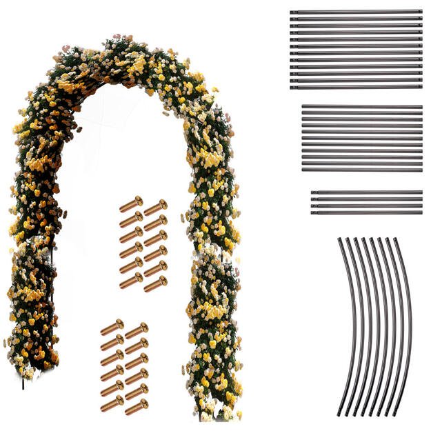 Sodo pavėsinės arkos laikiklis rožėms, gėlėms, gebenėms, vijokliniams augalams, metalas 240 x 140 cm