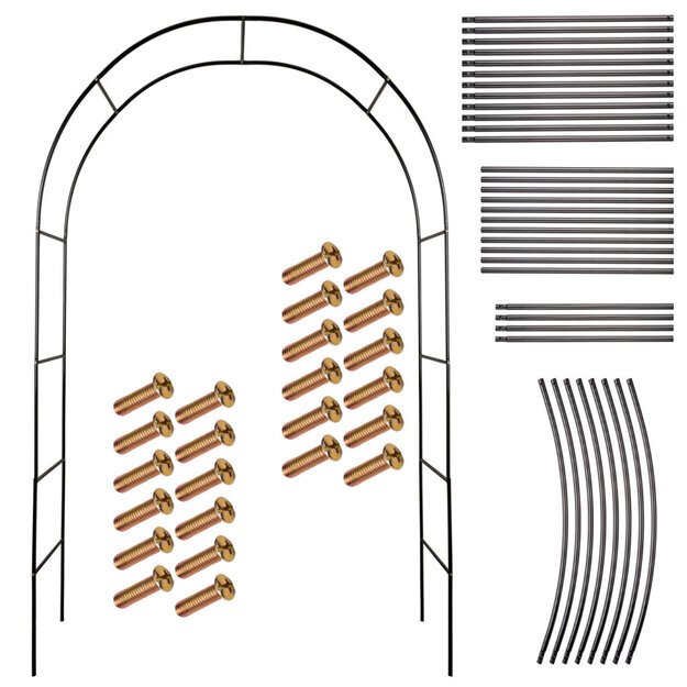 Sodo pavėsinės arkos laikiklis rožėms, gėlėms, gebenėms, vijokliniams augalams, metalas 240 x 140 cm