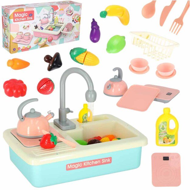 Vaiki&scaron;ka indų plovimo kriauklė su priedais vandens virdulys indukcinė kaitlentė XXL mėlyna