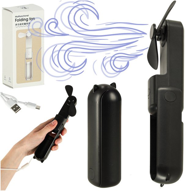 Stalinis ventiliatorius mini rankinis sulankstomas ventiliatorius ne&scaron;iojamas USB juodas