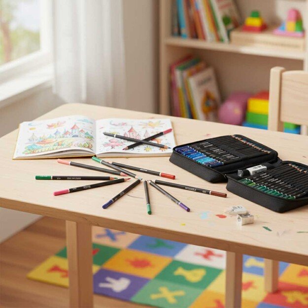 Spalvoti pie&scaron;tukai dėkle, 120 vnt.