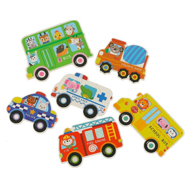 Konservuotos dėlionės transporto priemonės 30 dėlionių