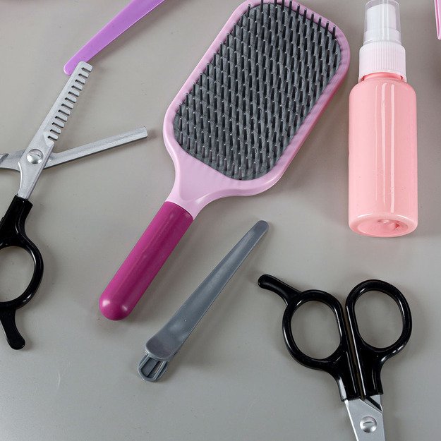 Kirpyklų rinkinys vaikams plaukų džiovintuvas plaukų tiesintuvas &scaron;viesos garsas 15 vnt.