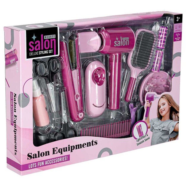 Kirpyklų rinkinys vaikams plaukų džiovintuvas plaukų tiesintuvas &scaron;viesos garsas 15 vnt.