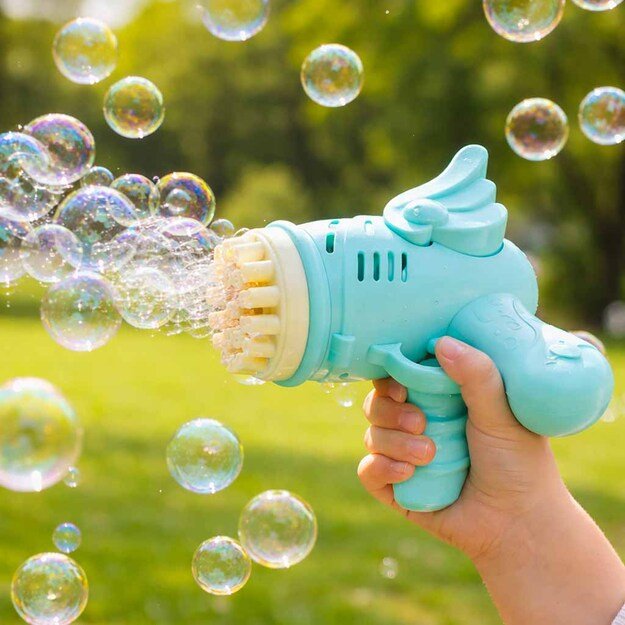 Muilo burbulų pistoletas, muilo burbulai su sparnais mėlynos spalvos