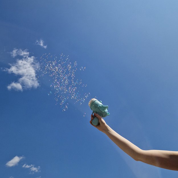 Muilo burbulų pistoletas, muilo burbulai su sparnais mėlynos spalvos