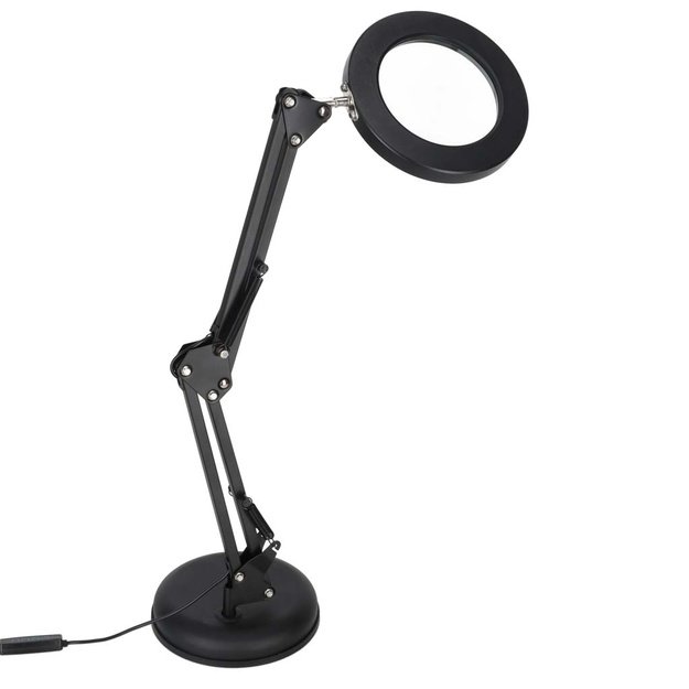 LED stalinis &scaron;viestuvas su didinamuoju stiklu pasukama rankena 2 tvirtinimo būdai