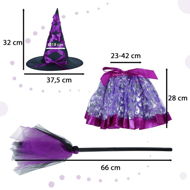 Raganos raganos kostiumas 3 dalių violetinis