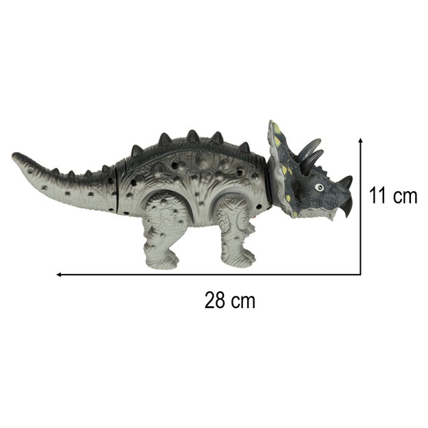 Nuotoliniu būdu valdomas dinozauras RC Triceratops vaikšto šviečia riaumoja 13