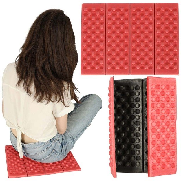 Sulankstomas putplasčio kilimėlis turistams sėdėti raudonas