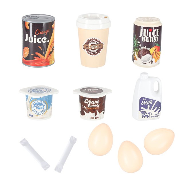 Vaikiška parduotuvė su kasos aparatu, vežimėliu ir priedais