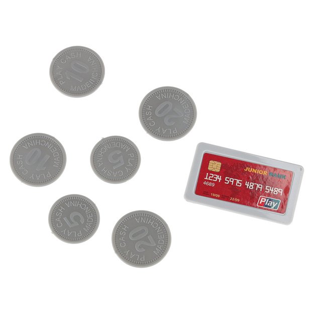 Vaikiška parduotuvė su kasos aparatu, vežimėliu ir priedais