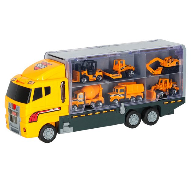 Sunkvežimis - garažas su statybiniais automobiliais / mašinomis