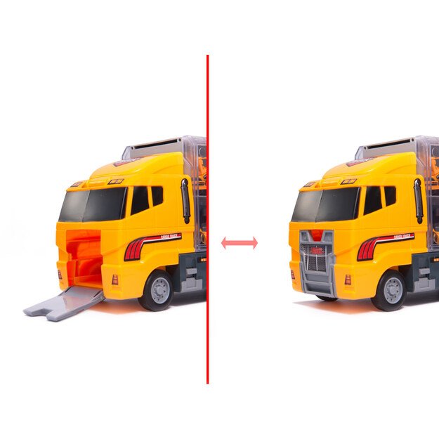 Sunkvežimis - garažas su statybiniais automobiliais / mašinomis