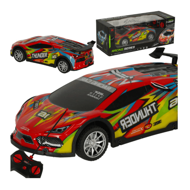 RC sportinis automobilis raudonos spalvos su pulteliu